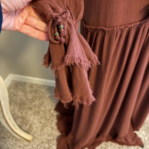 Free People Sweet Darlin Elegant Brown Ruffle Maxi Dress - Picture 5 of 9